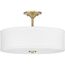Inspire 18" 3 Light Transitional Satin Brass Summer Linen Glass Semi-Flush Mount Light
