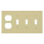 4-Gang Electrical Wall Plate, Combo, 3 Toggle Switch, 1 Duplex (Ivory)