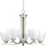 Laird 5 Light Brushed Nickel Etched Glass Traditional Chandelier Light
