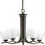 Laird 5 Light Antique Bronze Etched Glass Traditional Chandelier Light