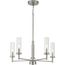 Kellwyn 5 Light Brushed Nickel and Clear Glass Transitional Style Chandelier Light