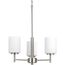 Replay 3 Light Brushed Nickel Etched Glass Modern Chandelier Light
