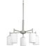 Replay 5 Light Brushed Nickel Etched Glass Modern Chandelier Light