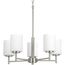 Replay 5 Light Brushed Nickel Etched Glass Modern Chandelier Light
