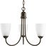 Gather 3 Light Antique Bronze Etched Glass Traditional Chandelier Light