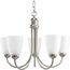 Gather 5 Light Brushed Nickel Etched Glass Traditional Chandelier Light