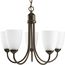 Gather 5 Light Antique Bronze Etched Glass Traditional Chandelier Light