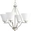 Bravo 4 Light Brushed Nickel Etched Glass Modern Chandelier Light