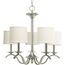 Inspire 5 Light Brushed Nickel Off-White Linen Shade Traditional Chandelier Light