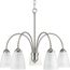 Gather 5 Light Brushed Nickel Etched Glass Traditional Chandelier Light