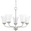 Classic 5 Light Brushed Nickel Etched Glass Traditional Chandelier Light