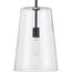 Clarion 1 Light Black Clear Glass Transitional Pendant