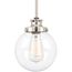 Penn 1 Light Polished Nickel Clear Glass Farmhouse Mini-Pendant Light
