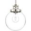Penn 1 Light Polished Nickel Clear Glass Farmhouse Mini-Pendant Light