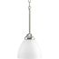 Heart 1 Light Brushed Nickel Etched Glass Traditional Mini-Pendant Light
