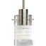 Modern Pendant 1 Light Brushed Nickel Clear And Etched Glass Mini-Pendant Light