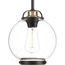 Chronicle 1 Light Antique Bronze Clear Seeded White Opal Glass Coastal Mini-Pendant Light