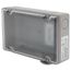 4-1/4" x 7" x 2" Plastic Housing w/ 2-3/4" x 6" Mounting Track, NEMA 4/4X, 3/4" MNPT Nipple, Transparent Lid