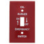 Red Emergency Oil Burner Cover Plate w/ white text (4.5" x 2.75")