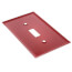 Red Emergency Gas Burner Cover Plate w/ white text (4-1/4" x 2-11/32")