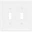 2-Gang Toggle Wall Plate, Mid-Size, Polycarbonate - White