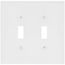 2-Gang Toggle Wall Plate, Mid-Size, Polycarbonate - White