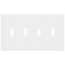 4-Gang Toggle Wall Plate, Mid-Size, Polycarbonate - White