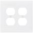 2-Gang Duplex Receptacle Wall Plate, Mid-Size, Polycarbonate - White