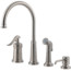 Satin Nickel 4-Hole Kitchen Faucet with Spray and Soap Dispenser