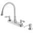 Stainless Steel 4-Hole Kitchen Faucet with Pull-Out Sprayer, Metal Lever Handles Twist Spray Aerator Switches from Stream to Spray