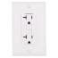 PlugTail Self-Test Duplex GFCI Receptacle, 2P, 20A, NEMA 5-20R - White (125V)