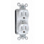PlugTail Commercial Grade Duplex Receptacle, 2P, 15A, NEMA 5-15R - White (125V)