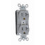 PlugTail Commercial Grade Duplex Receptacle, 2P, 20A, NEMA 5-20R - Gray (125V)