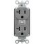 PlugTail Commercial Grade Duplex Receptacle, 2P, 20A, NEMA 5-20R - Gray (125V)