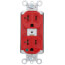 PlugTail Heavy-Duty Hospital Grade Duplex Receptacle, 2P, NEMA 5-20R - Red (125V)
