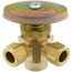 1/2" Nom. Sweat Inlet x 3/8" O.D. Compr. x 3/8" O.D. Compr. Dual Angle Supply Stop Valve, Lead Free (Rough Brass)