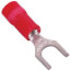 #10 Bolt Hole Nylon Insulated Copper Fork Terminal, 22-16 AWG (Red)