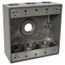 2 Gang Universal Weatherproof Box, 30.3 Cubic Inches, Hub Size 1/2", Silver, Aluminum, 7 Outlets, 2IH7-1