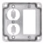 4" Square Surface Cover for One Ground Fault Receptacle & One Duplex Flush Receptacle