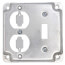 4" Square Surface Cover for One Toggle Switch & One Duplex Flush Receptacle