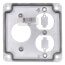 4" Square Surface Cover for One Single & One Duplex Flush Receptacle