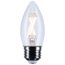 3W B11 LED, Medium Base, Clear, 3000K CCT, 120V (6 Pack)