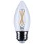 3W B11 LED, Medium Base, Clear, 3000K CCT, 120V (6 Pack)