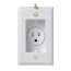 Recessed Clock Hanger Single Receptacle with Smooth Wall Plate, 2P, 15A, NEMA 5-15R - White (125V)