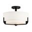 Frankie 3 Light Semi-Flush Aged Bronze Finish w/ White Glass