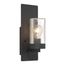 Indie 1 Light Small Wall Sconce Textured Black Finish w/ Clear Seeded Glass