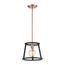 Chassis 1 Light Mini Pendant Fixture Copper Brushed Brass Finish w/ Matte Black Frame