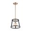 Chassis 1 Light Mini Pendant Fixture Copper Brushed Brass Finish w/ Matte Black Frame