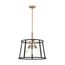 Chassis 3 Light Pendant Fixture Copper Brushed Brass Finish w/ Matte Black Frame