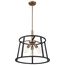 Chassis 3 Light Pendant Fixture Copper Brushed Brass Finish w/ Matte Black Frame